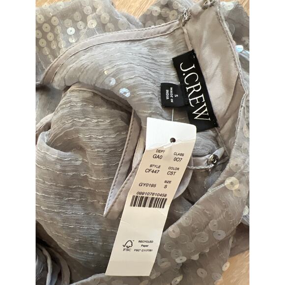 NWT J.CREW Sequin Mock Neck Top Silver Sequin Size Small Shimmering Party Top - Picture 6 of 8